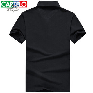 CARTELO KFT0812 男士棉翻领短袖POLO衫 黑色 3XL