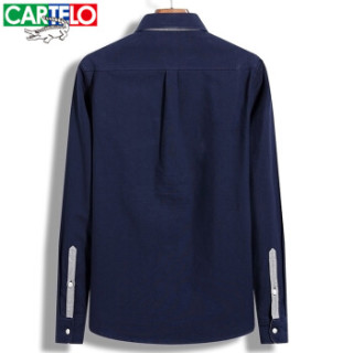 CARTELO 17054KE1803 男士休闲翻领长袖衬衫 深蓝色 4XL