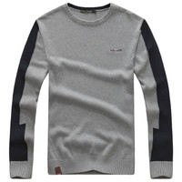 ZHAN DI JI PU 15371 男士圆领套头打底毛衣 灰色 2XL