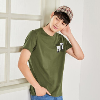 Semir 森马 19048001270 男士圆领短袖T恤 军绿 XS