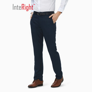 InteRight 男士桑蚕丝莱赛尔混纺商务休闲裤 (34码、蓝黑色)