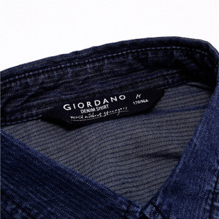 GIORDANO 佐丹奴 01047106 男士棉质双贴袋牛仔衬衫 蓝色 175/100A