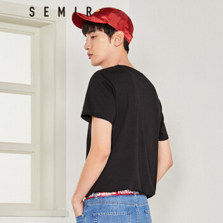 Semir 森马 19038001253 男士圆领短袖T恤 黑色 XXXL