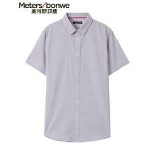 Meters bonwe 美特斯邦威 661226 男士牛津纺短袖衬衫 藏青色 180/100