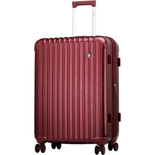 爱华仕(OIWAS)全箱配色飞机轮拉杆箱 行李箱包20英寸登机箱 男女旅行箱6229 褐红色