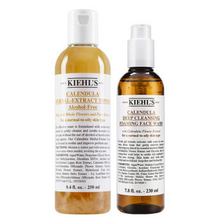 Kiehl's 科颜氏 金盏花经典系列 五件套（洁面 230ml*1瓶+爽肤水 250ml*1瓶+霜 50ml*1瓶+中样 2件）