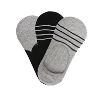 GIORDANO 佐丹奴 01156001 男士隐形船袜 三对装 中花灰/标志黑/灰黑色 均码