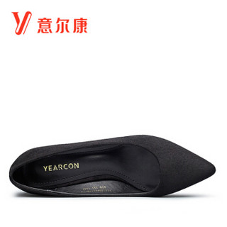 YEARCON 意尔康 7151ZA29855W 女士细跟尖头高跟鞋  黑色 38