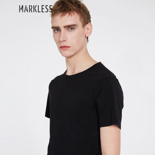 Markless TXA5630M1 男士纯色修身圆领短袖T恤两件装 黑色+白色 L