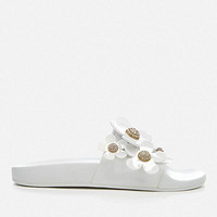 Marc Jacobs 莫杰 Daisy Pave Aqua Slide Sandals 女士白色花朵凉拖