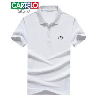 CARTELO 18001KE3305 男士短袖领棉POLO衫 白色 2XL