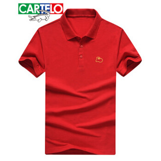 CARTELO 18001KE3305 男士短袖翻领棉POLO衫 红色 M