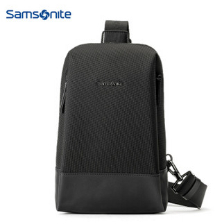 Samsonite/新秀丽男士胸包时尚休闲单肩包配皮户外运动包斜挎包45Q黑色