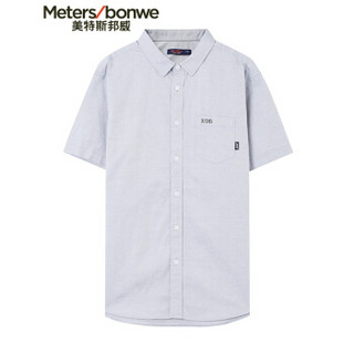 Meters bonwe 美特斯邦威 661227 男士短袖衬衫 藏青色 185/104