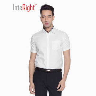 InteRight 100支棉 男士机洗免烫短袖衬衫