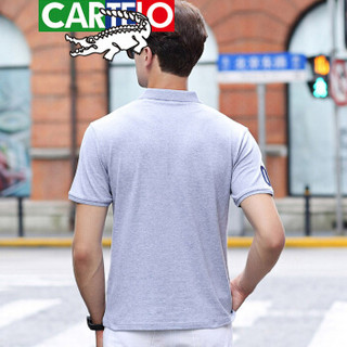 CARTELO 9099 男士短袖纯色翻领polo衫 灰色 L