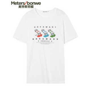 Meters bonwe 美特斯邦威 601841 男士趣味图案短袖T恤 亮白 170/92