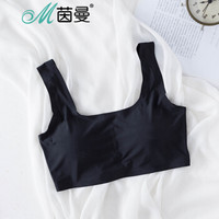 茵曼(INMAN)9874430478 印花舒适背心式无钢圈睡眠文胸 黑色 L