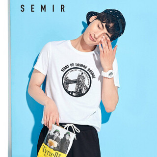 Semir 森马 19047001207 圆领印花短袖T恤 漂白 M