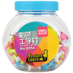 deli 得力 0054 彩色图钉 100只/桶装
