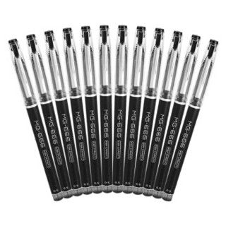 M&G 晨光 文具0.5mm黑色中性笔 MG666系列考试签字笔 碳素笔 全针管水笔 12支/盒AGPB4501