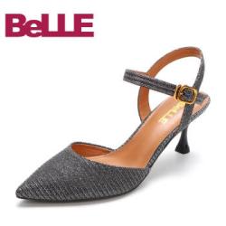 Belle\/百丽2018春新品专柜同款亮片布女凉鞋B