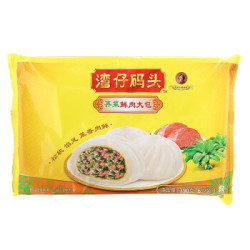 湾仔码头 荠菜鲜肉大包 390g 6只 早餐包子 早茶点心 儿童面点 方便菜 *18件