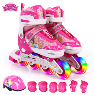 Disney 迪士尼 儿童轮滑鞋（公主粉） 闪光可调码 31-34码