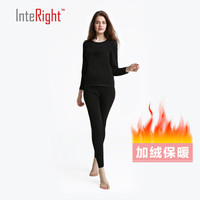 INTERIGHT保暖内衣女 加绒加厚 新款拉毛女士保暖内衣 黑色 XL