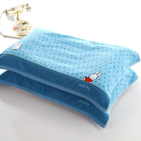 KINGSHORE 金号 毛巾家纺 纯棉卡通枕巾 柔软透气单人枕头巾 一对2条装 蓝色 50*80cm