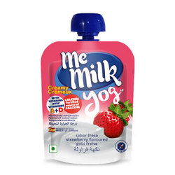 me milk 美妙可 西班牙进口儿童常温酸酸乳奶味饮品宝宝零食 非果泥 草莓味90g
