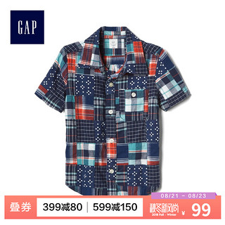 Gap 盖璞 693559 宝宝纯棉短袖衬衫 (蓝色)