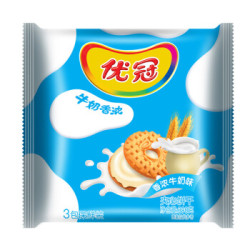 优冠 夹心饼干 香浓牛奶味 390g *15件