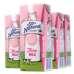 So Natural 澳伯顿 脱脂纯牛奶 200ml*24盒 *5件