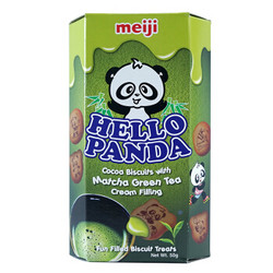 新加坡进口 明治 （Meiji）熊猫抹茶夹心饼干 50g *21件