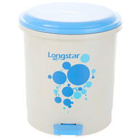 龙士达 LONGSTAR 踩踏式塑料垃圾桶 加厚双层内胆静音垃圾桶有盖 LA-07蓝色