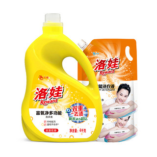 洛娃 富氧净多功能洗衣液套装（4kg瓶+1.5kg*2袋）