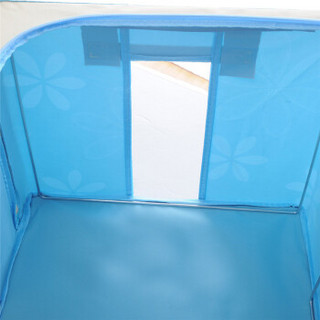 空间优品 双视窗整理百纳箱 大号可折叠衣物印花牛津布收纳箱一只装 天空蓝大号66L