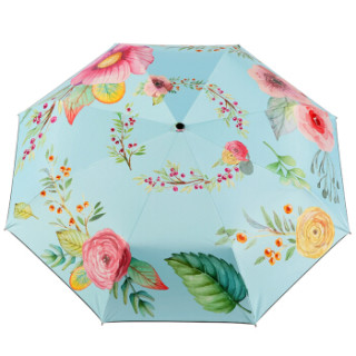 paradise天堂伞31838e黑胶三折晴雨伞蓝绿色