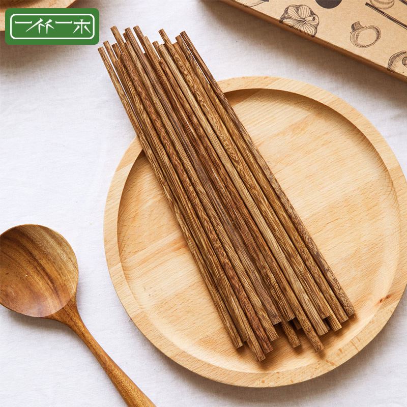 一竹一木 无漆鸡翅木筷子 10双装