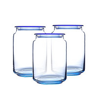  Luminarc 乐美雅 玻璃储物罐 蓝色 0.75L*3个