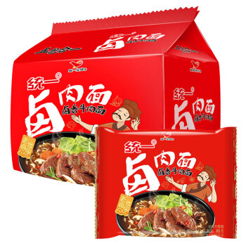 有券的上统一巧面馆卤肉面方便面5袋装560g5件