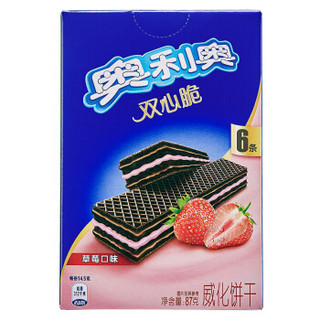 OREO 奥利奥 双心脆 威化饼干 (草莓味、87g )