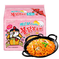 SAMYANG 三养 韩国进口（SAMYANG）三养奶油辣鸡肉味拌面650g（130g*5包）粉色火鸡面方便面袋面速食零食品