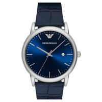 阿玛尼EMPORIO ARMANI AR2501 男士石英手表 43mm 蓝色 蓝色 皮质