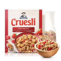 荷兰进口 桂格（QUAKER）Cruesli 草莓覆盆子多水果谷物粒即食燕麦 500g/盒 代餐零食 *2件