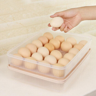 爱思家 带盖鸡蛋保鲜盒 米色 24格