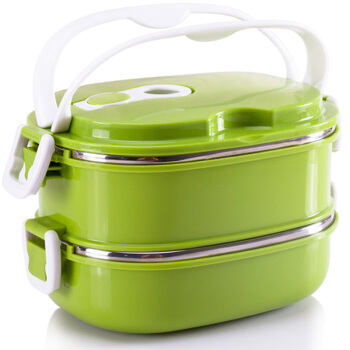 创弘 乐格双层饭盒 不锈钢饭盒 保温便当盒 *5件