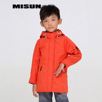 MISUN 米尚 男童风衣外套童装 中长款 (橙红色、104)