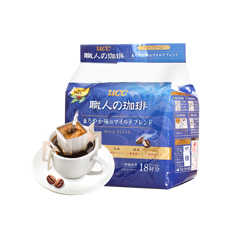ucc 悠诗诗 职人高级滴漏式挂耳手冲咖啡 醇和口味 7克/包 18包/袋